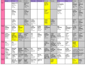 Dance Central Fall Schedule 2015