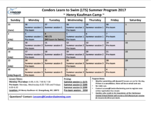 condors summer schedule 2017