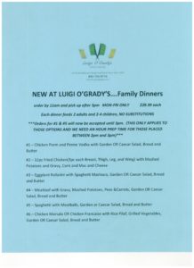 Luigis Family Dinner Flyer