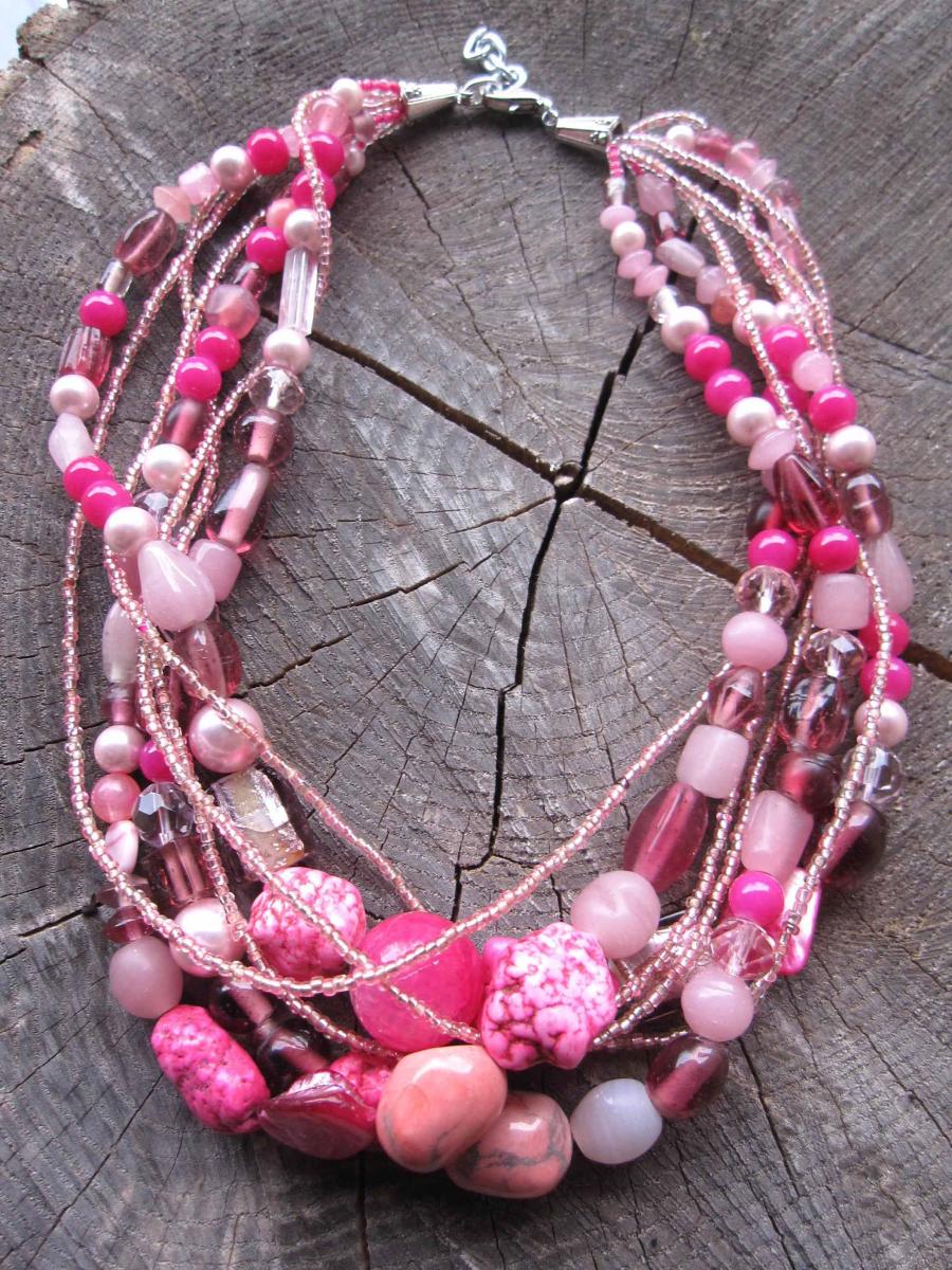 pink statement beaded necklace 