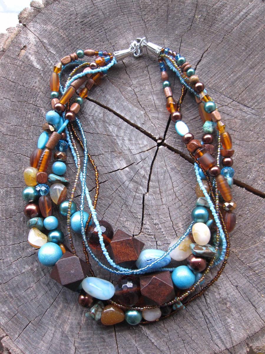 turquoise and brown statement necklace 